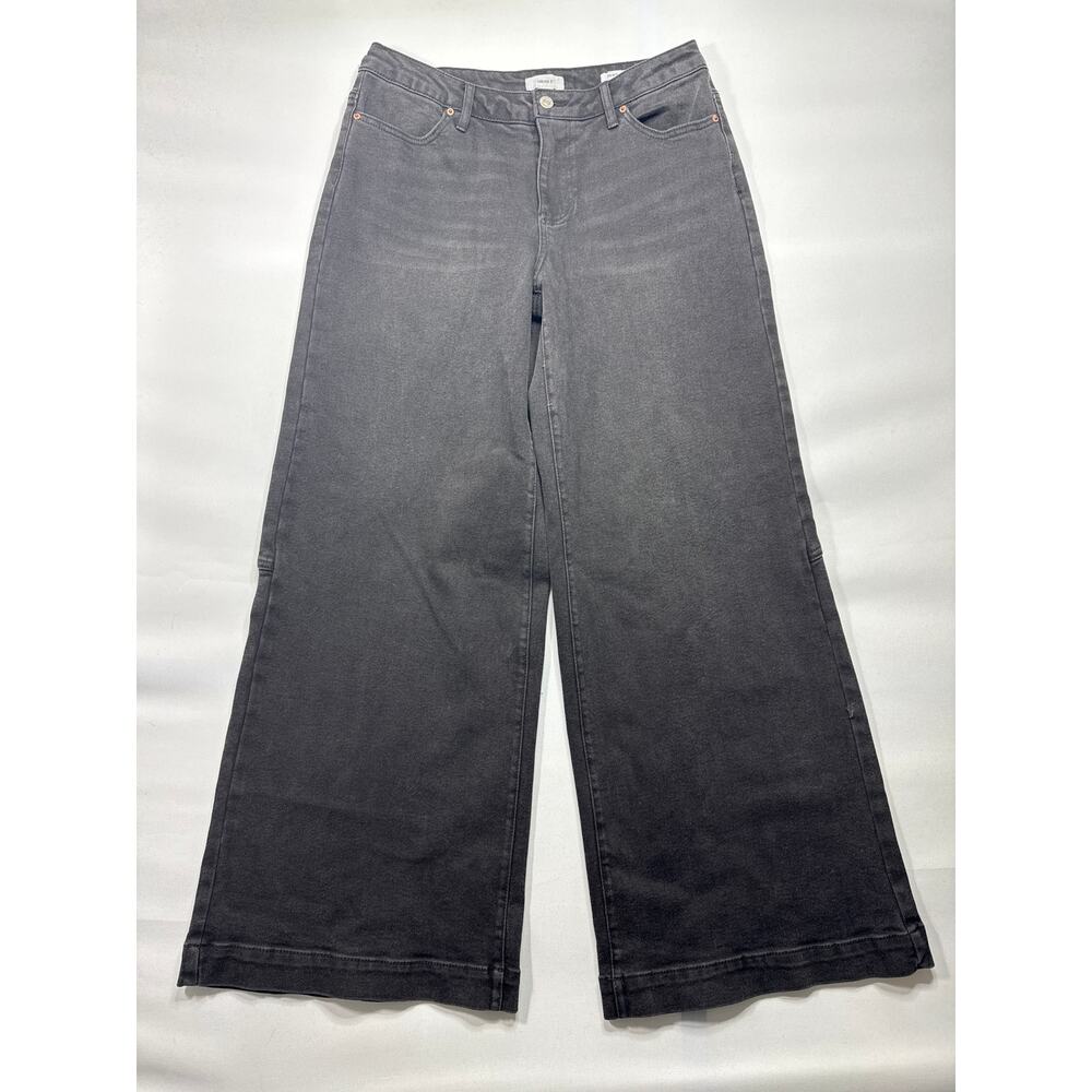 Forever 21 Women's Mid Rise Wide Leg Black Denim Jeans - Size 28 (30x31)